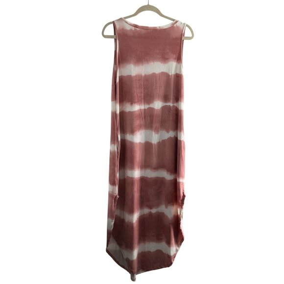 Capella Tie-Dye Sleeveless Maxi Dress L Pink Beach Pockets Hippie Coastal Swim - Picture 6 of 9